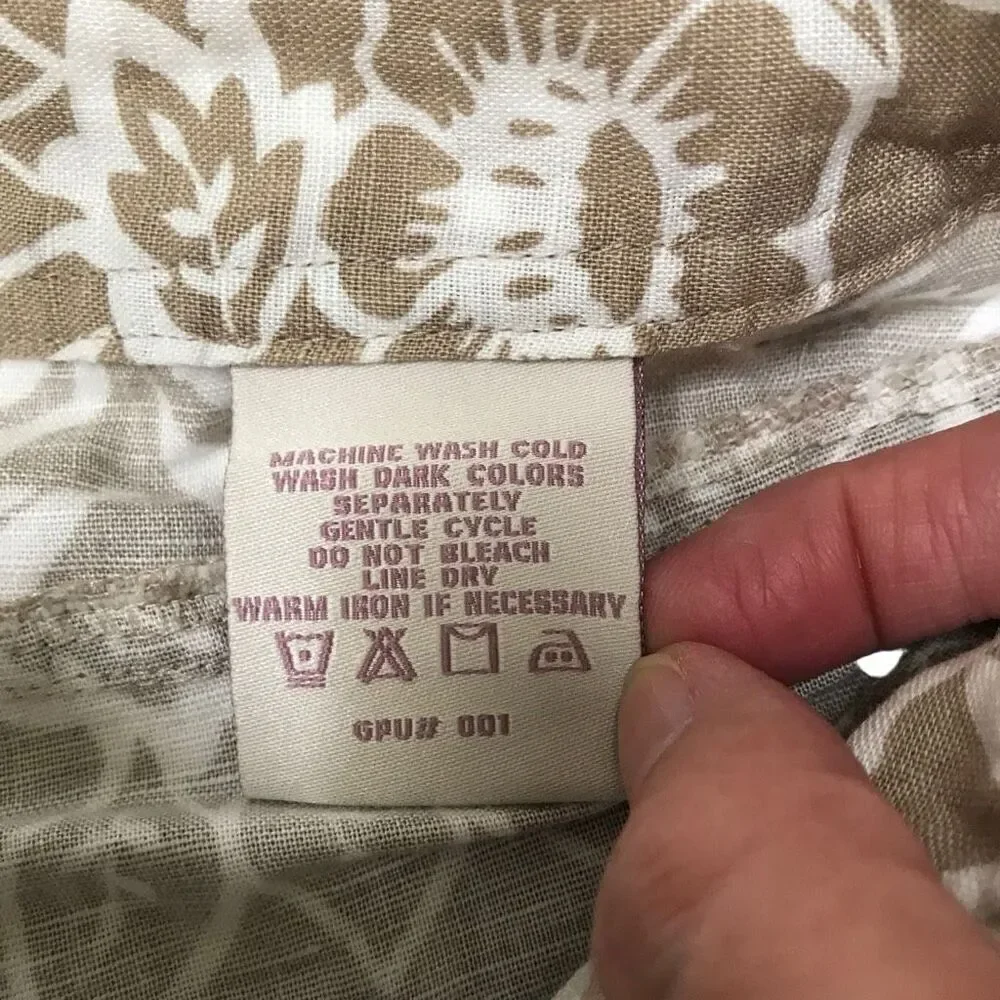 Jamaica Jazz floral Hawaiian linen blend‎ tan shorts women’s 2